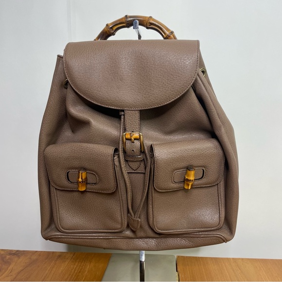Gucci Handbags - EUC Gucci Bamboo Leather Large Backpack with COA